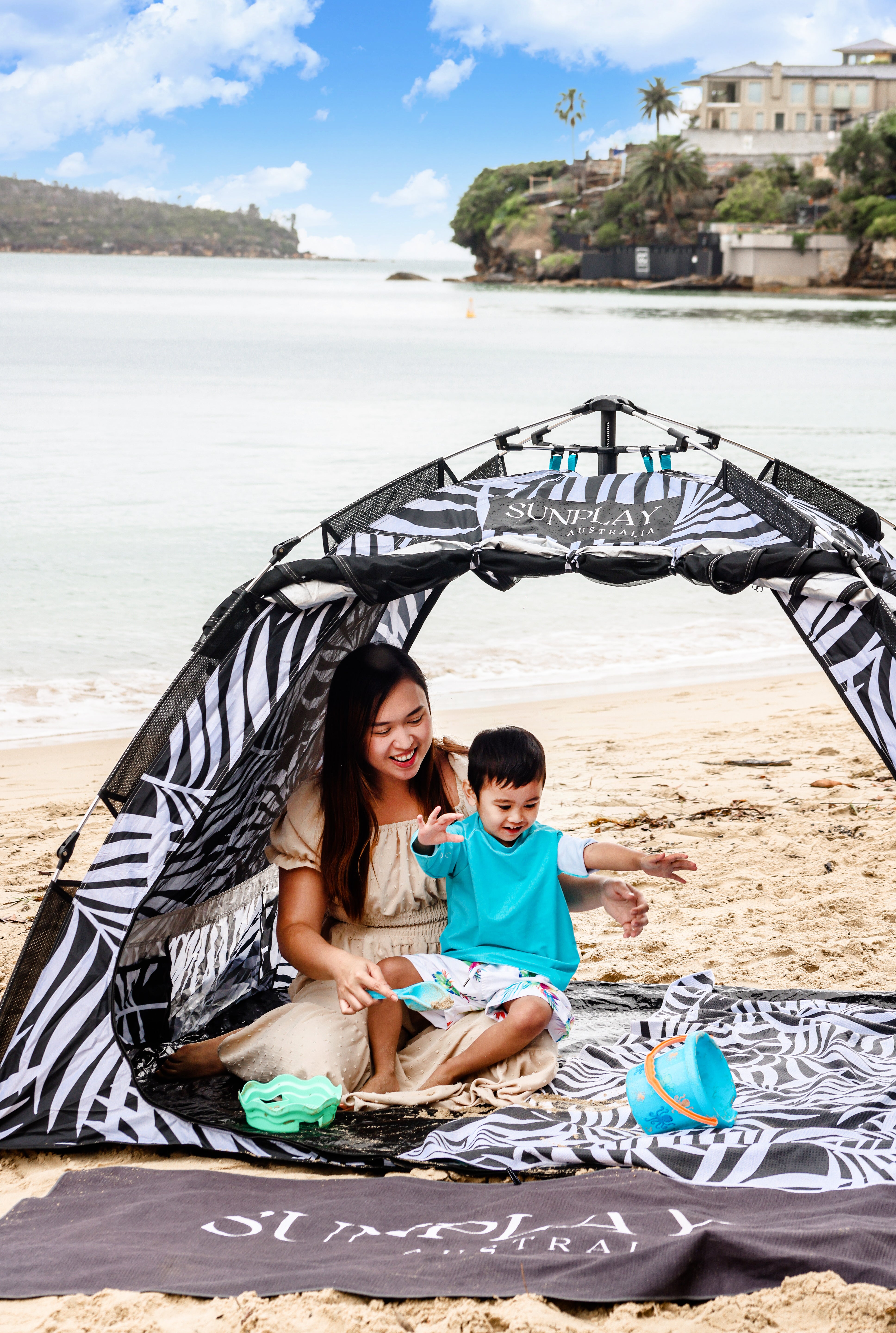 1. BEST SELLER - SUNPLAY Australia Beach Tent (Sea Breeze) - with Free Backpack