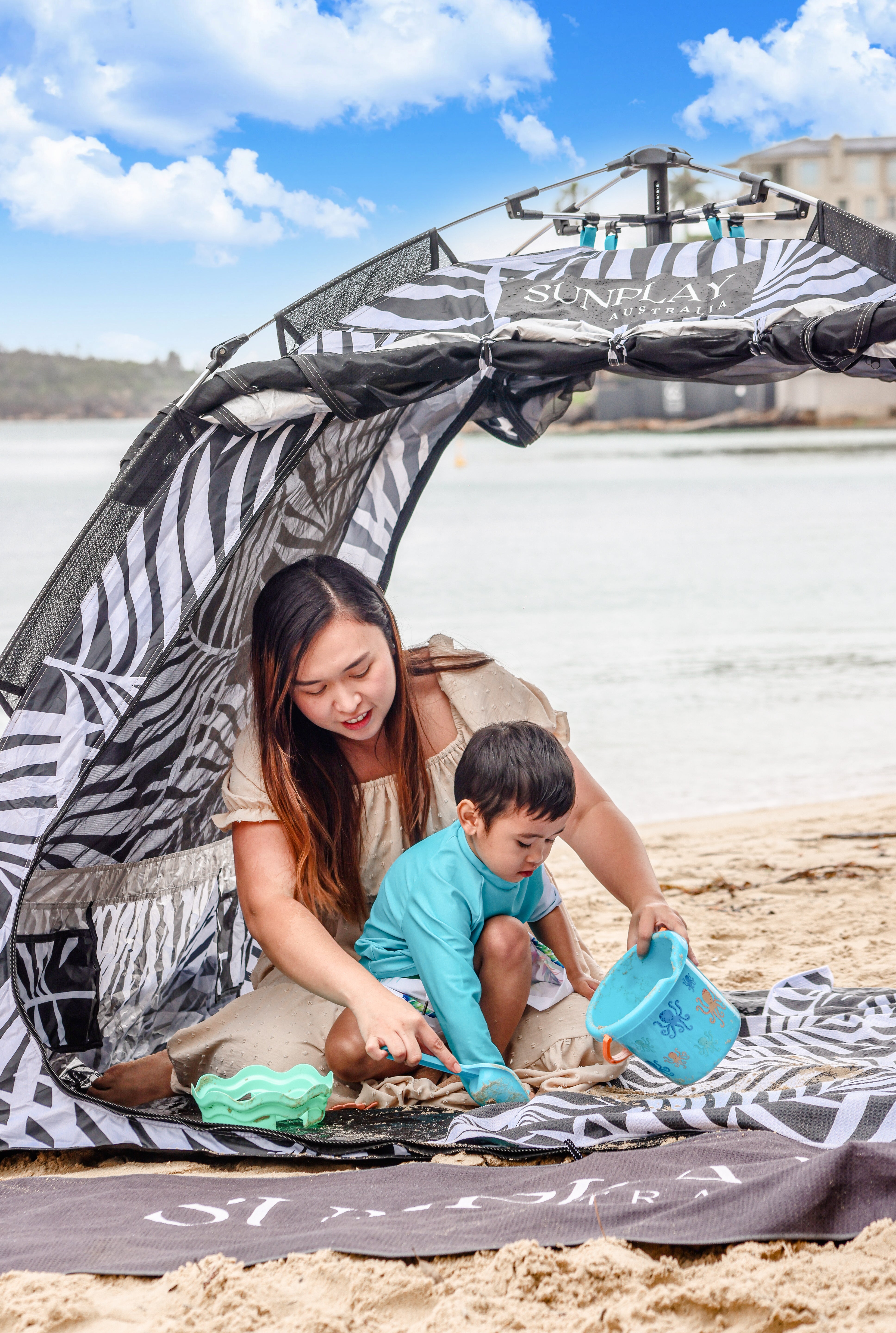 1. BEST SELLER - SUNPLAY Australia Beach Tent (Sea Breeze) - with Free Backpack